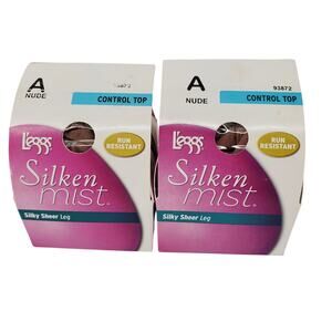 L'eggs Silken Mist Sheer Leg Run Resistant Control Top Nude Size A Lot of 2 New‎